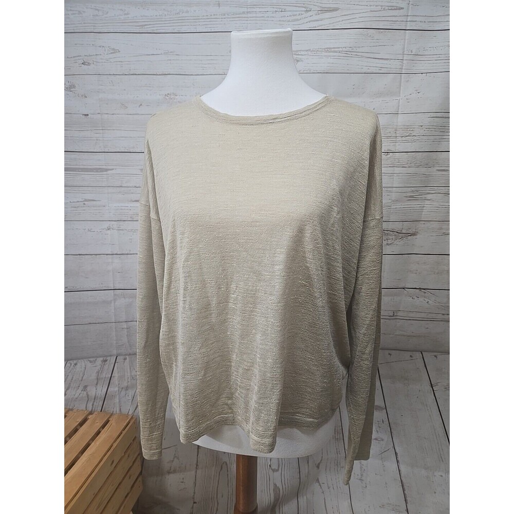 ESKANDAR Women's designer 55% silk and 45% hemp‎ boxy lightweight sweater